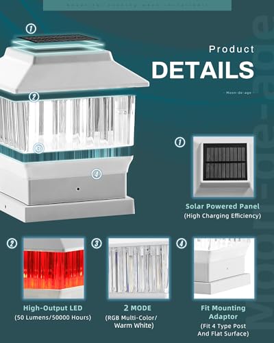 Solar Post Lights for Outdoor Deck Fence, 3 Modes, Waterproof LED B4861