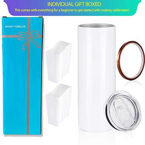 20oz Sublimation Tumblers Bulk with Shrink Wrap Films and Straws T387584
