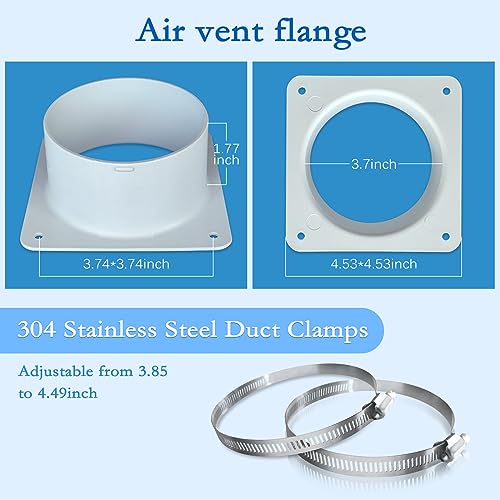 4" Air Vent Duct Connector Flange, Plastic Ventilation Pipe for HVAC R207589