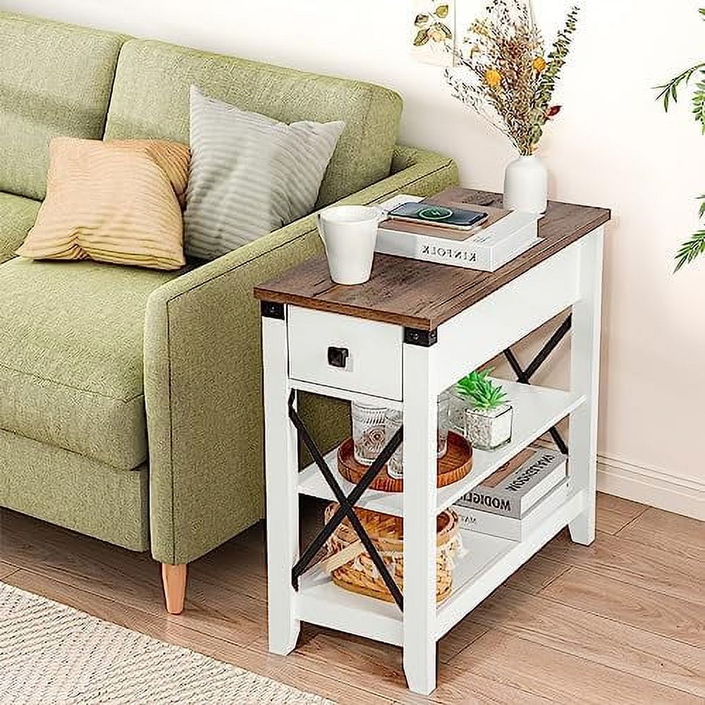 Narrow End Table with Charging Station and USB Ports G1258