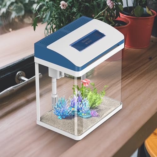 Self-Cleaning 2 Gallon Glass Aquarium Starter Kit with Adjustable 7-Color Light M1227