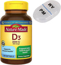Nature Made Vitamin D3 2000 IU (50 mcg) Softgels - 320 Day Supply - Bone, Teeth, Muscle, Immune Support Supplement + Bonus Mini Travel Pill Case