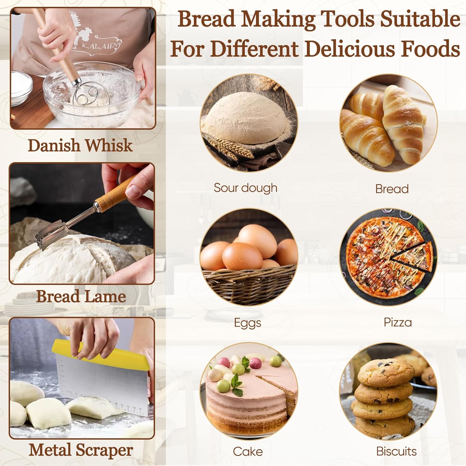 Sourdough Bread Proofing Basket Set with Bread Making Supplies A965