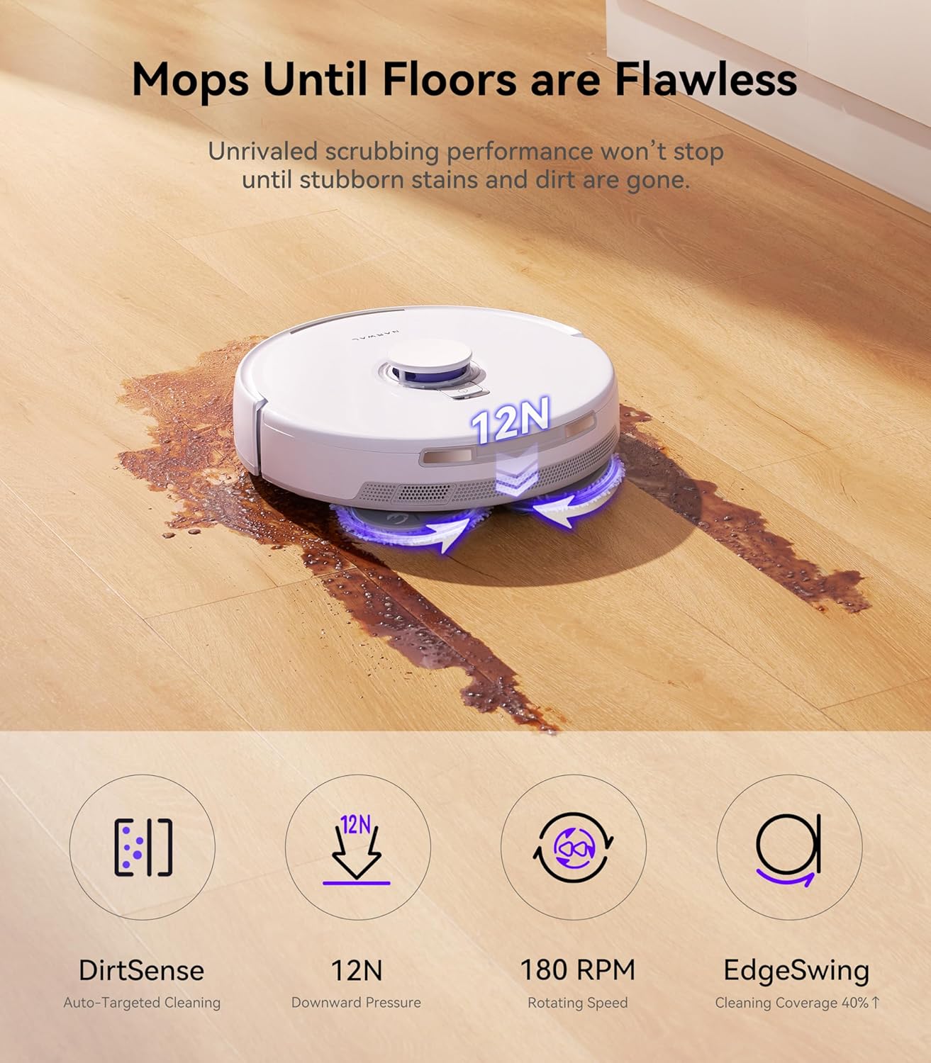 Robot Vacuum and Mop Combo with Auto Mop Drying, 8200 Pa Suction I6209