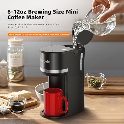 Single Serve Coffee Maker for K Cup and Ground Coffee, 6 to 12 oz Brew Sizes, Black D464070