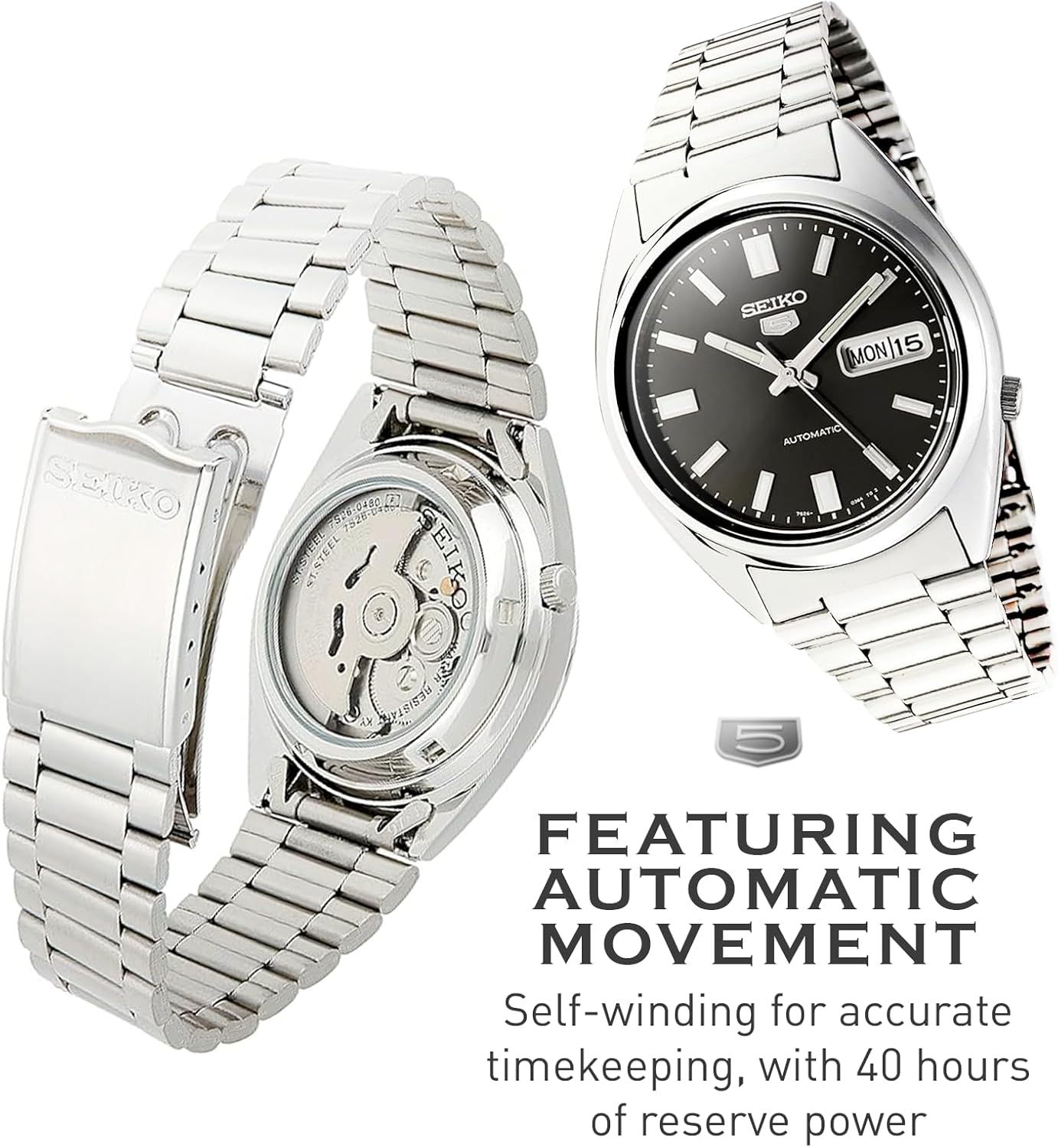 Automatic Watch for Men - Black Dial Silver Stainless Steel N25778