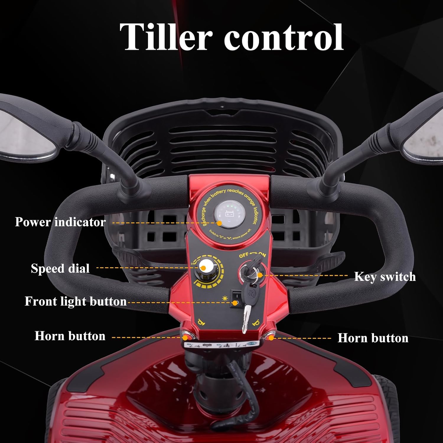 Folding Electric Mobility Scooter for Seniors with Dual Battery and Basket T6721