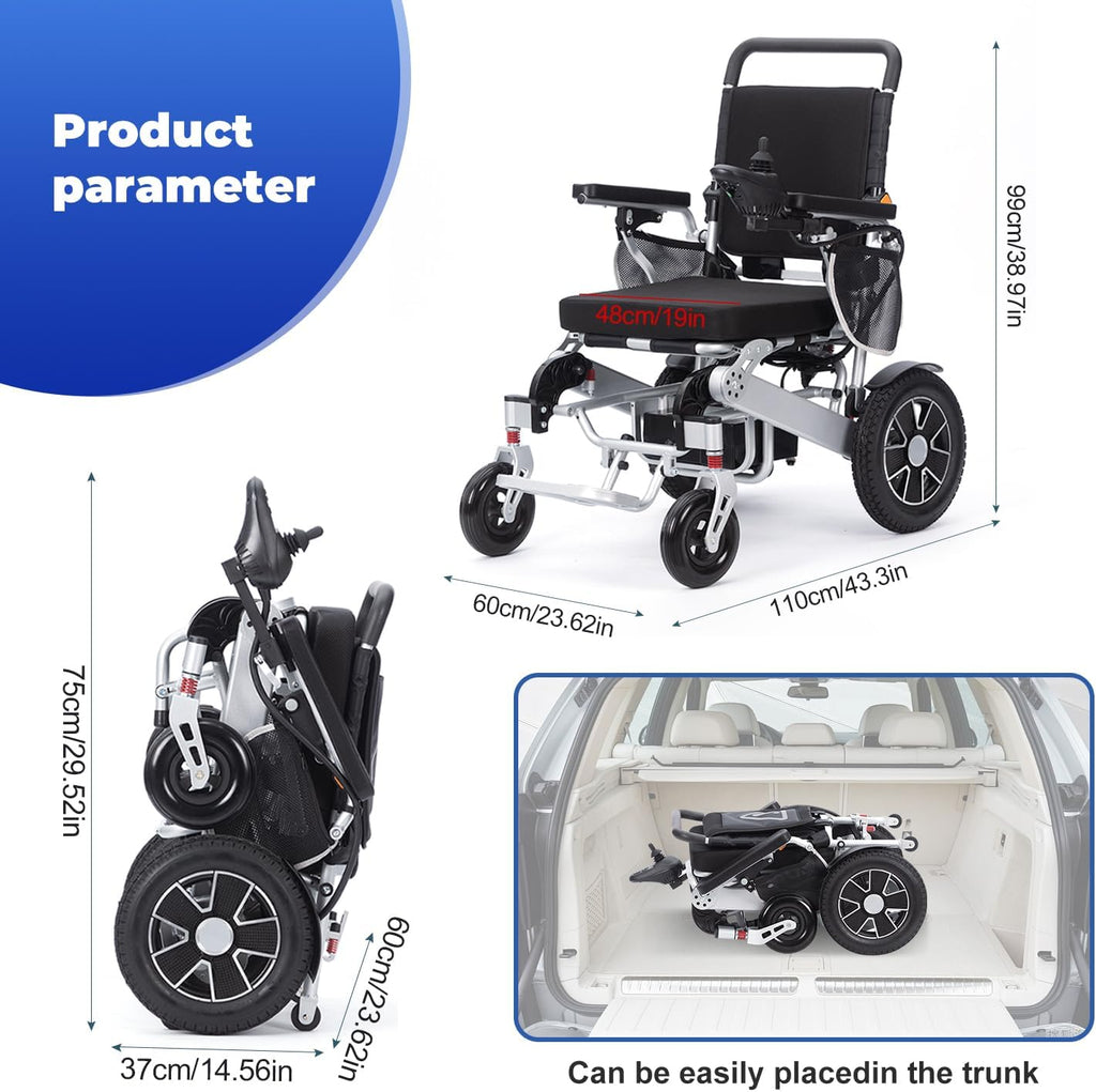 Electric Wheelchair for Adults, Lightweight Folding, 20 Mile Range F743
