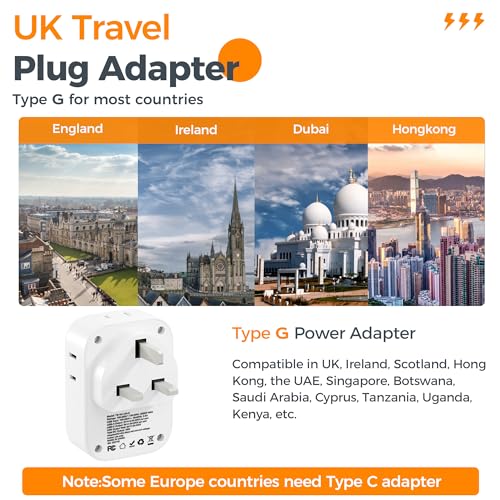 Travel Plug Adapter USB C with 4 AC Outlets and 3 USB Ports U95340