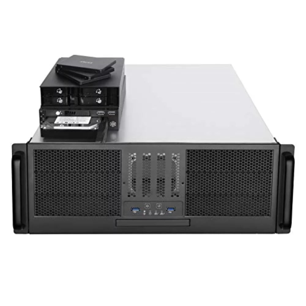 Rackmount server chassis with 6x 5.25" drive bays, 4x 3.5", 2x 2.5" internal, USB 3.1, dual PWM fans D259583