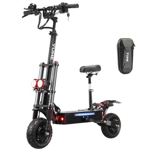 M YUME SCOOTER Y10 Adult Electric Scooter Double Suspensions Dual Motor 23.4AH Battery 52V 2400W 40 MPH 40 Miles Fast Sports Scooter 10" Off Road 330lbs Max Load Folding Scooter, UL-2272 Certified