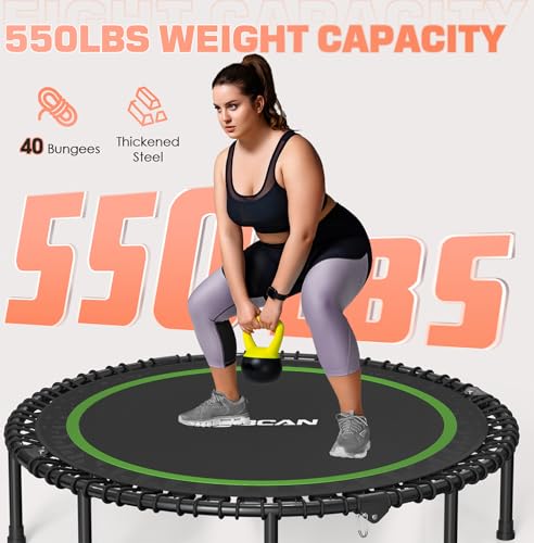 Foldable Mini Trampoline with Adjustable Foam Handle for Indoor Workout M8038