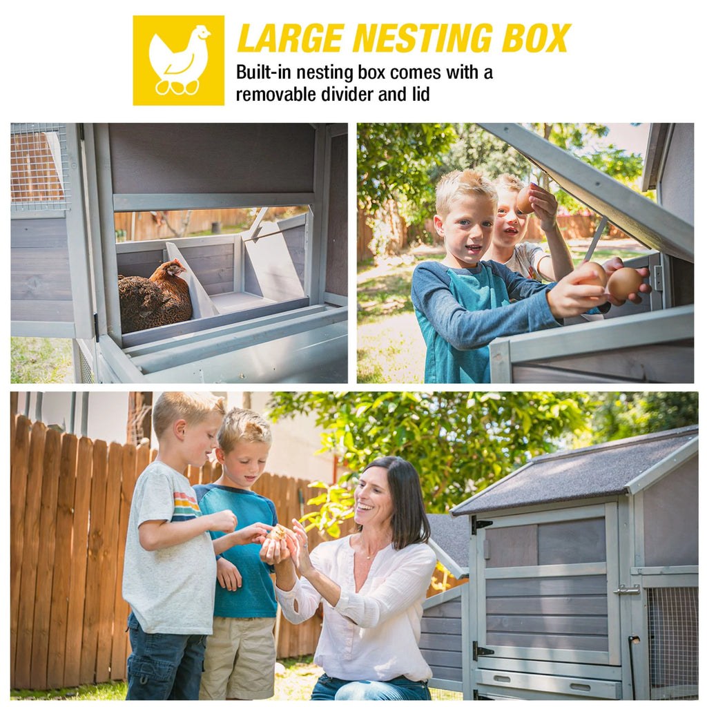 Wooden Chicken Coop with Wheels for 4 Chickens H8099