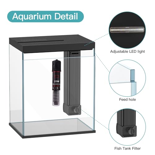 2 Gallon Glass Betta Fish Tank with Heater, Filter and Light A840004
