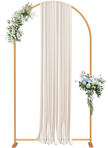 Arch Backdrop Stand, 7.2FT Metal Arch Backdrop Stand Gold Party Wedding Arch Backdrop Stand - Reusable Balloon Birthday Arched Stand Arch Frame for Ceremony Party Baby Shower Banquet Decoration