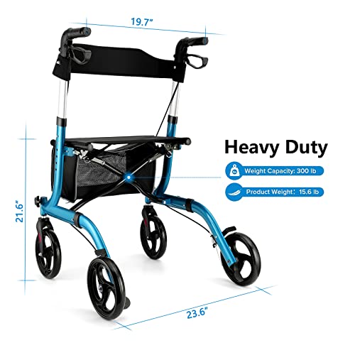 Rollator Walker for Seniors, Folding with Seat and 8-Inch Wheels O659