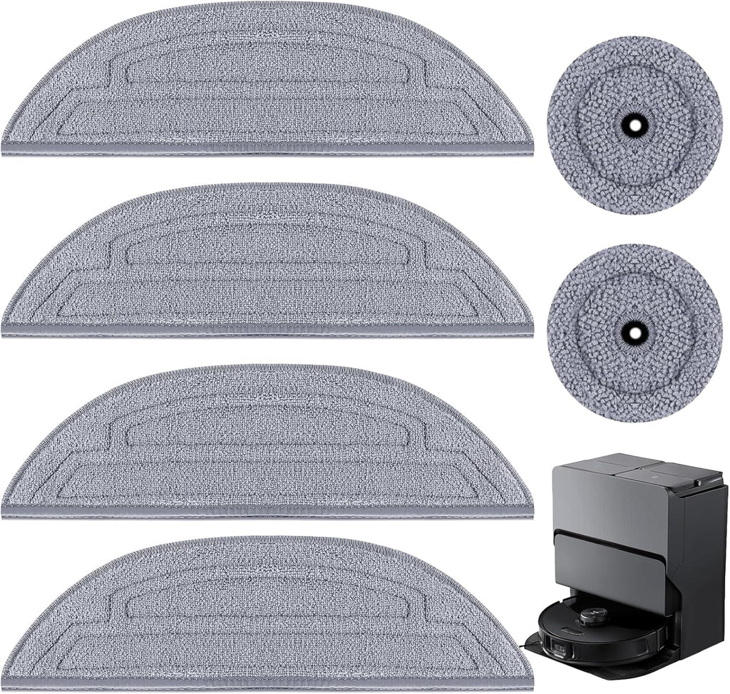 6 Pack Mop Pads for Robot Vacuum Cleaner, Microfiber Cloths with Edge Pad Replacement Y8067