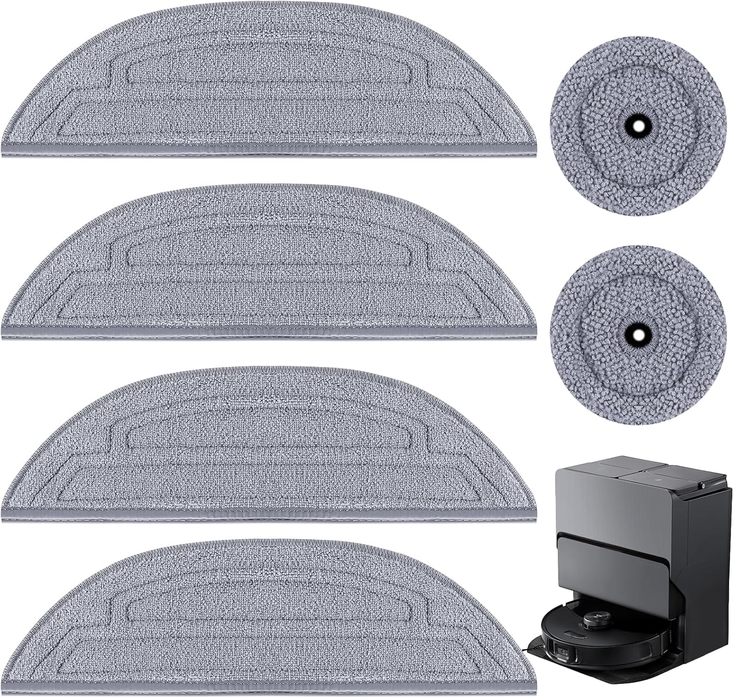 6 Pack Mop Pads for Robot Vacuum Cleaner, Microfiber Cloths with Edge Pad Replacement Y8067