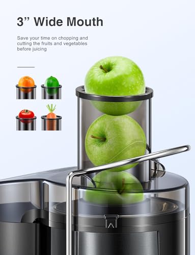 Juicer Machine, 800W Centrifugal Extractor with Wide Mouth Feed Chute, Stainless Steel, BPA-free V753