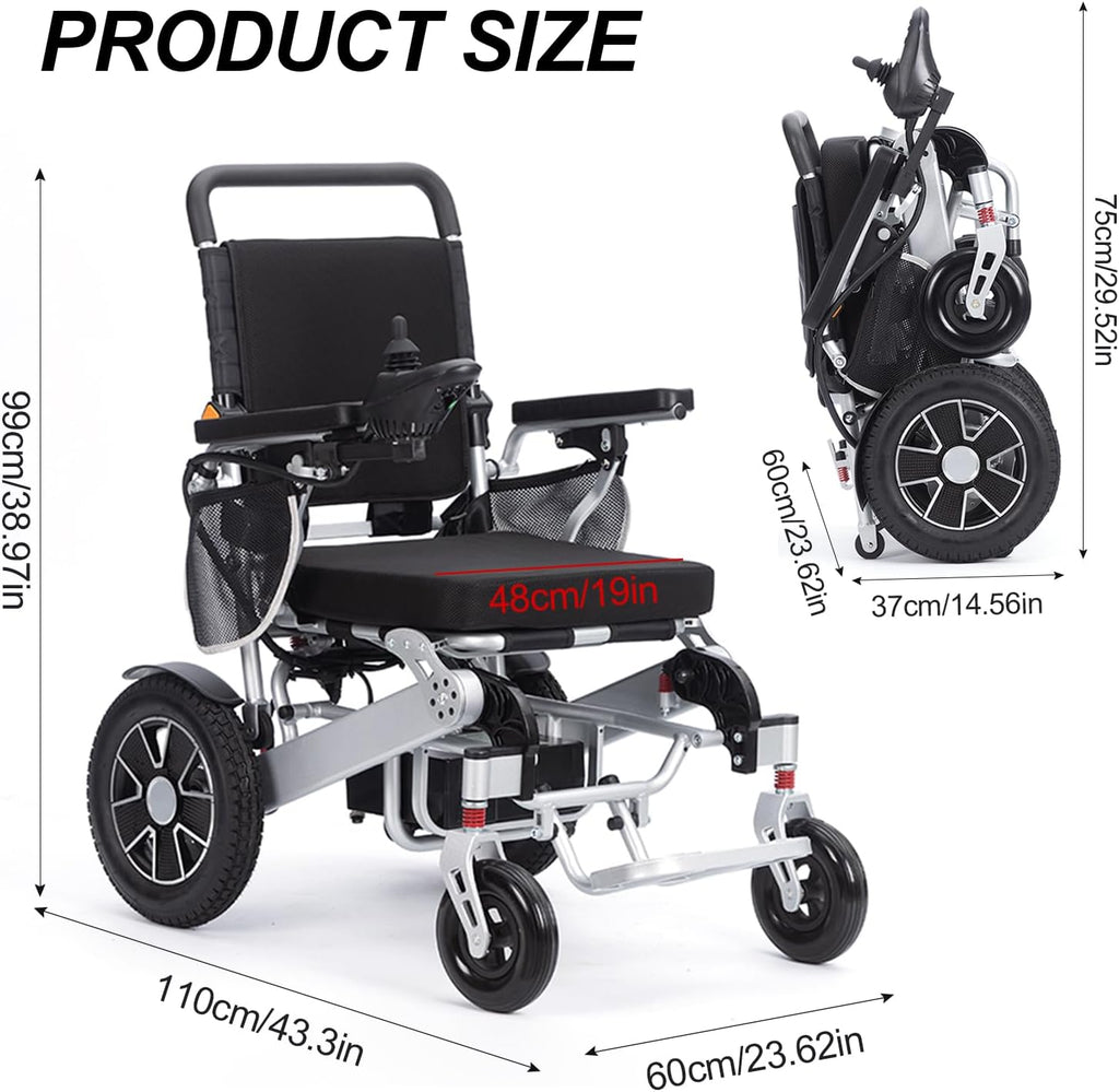 Electric Wheelchairs for Adults,20 Miles Travel Range Portable Power Wheelchair,Lightweight Foldable All Terrain Motorized Wheelchair for Seniors,Folding Power Motorized Wheel Chair Airline Approved