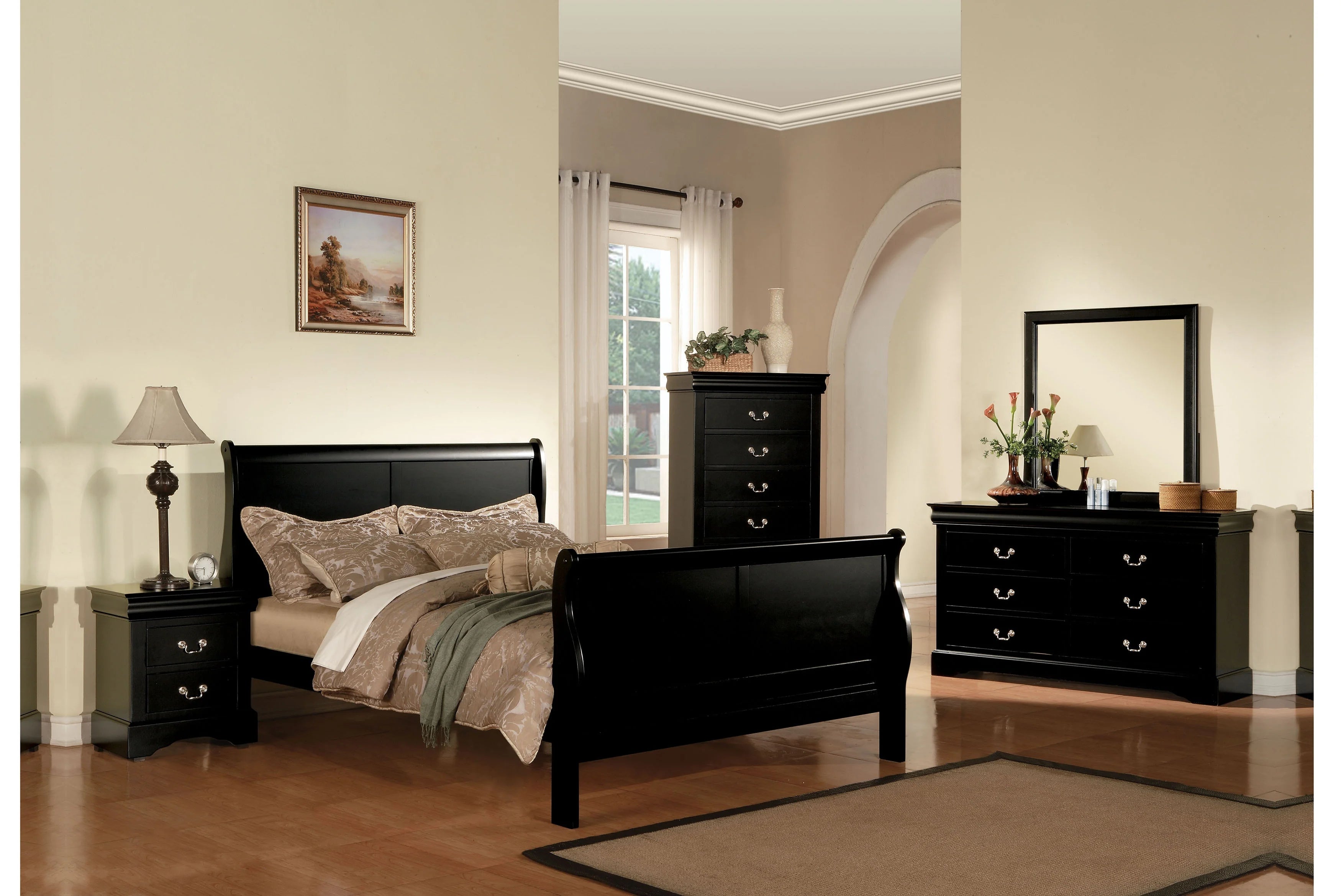 King Sleigh Bed in Black D199713
