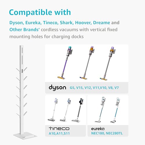 Metal Vacuum Stand with 12 Storage Hooks for Cordless Vacuums J437