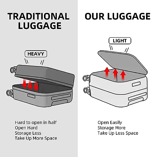 Checked Luggage with Side Opening Zipper, Lightweight Hardshell Suitcase, White J11141