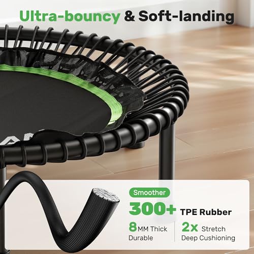 Foldable Mini Trampoline with Adjustable Foam Handle for Indoor Workout M8038