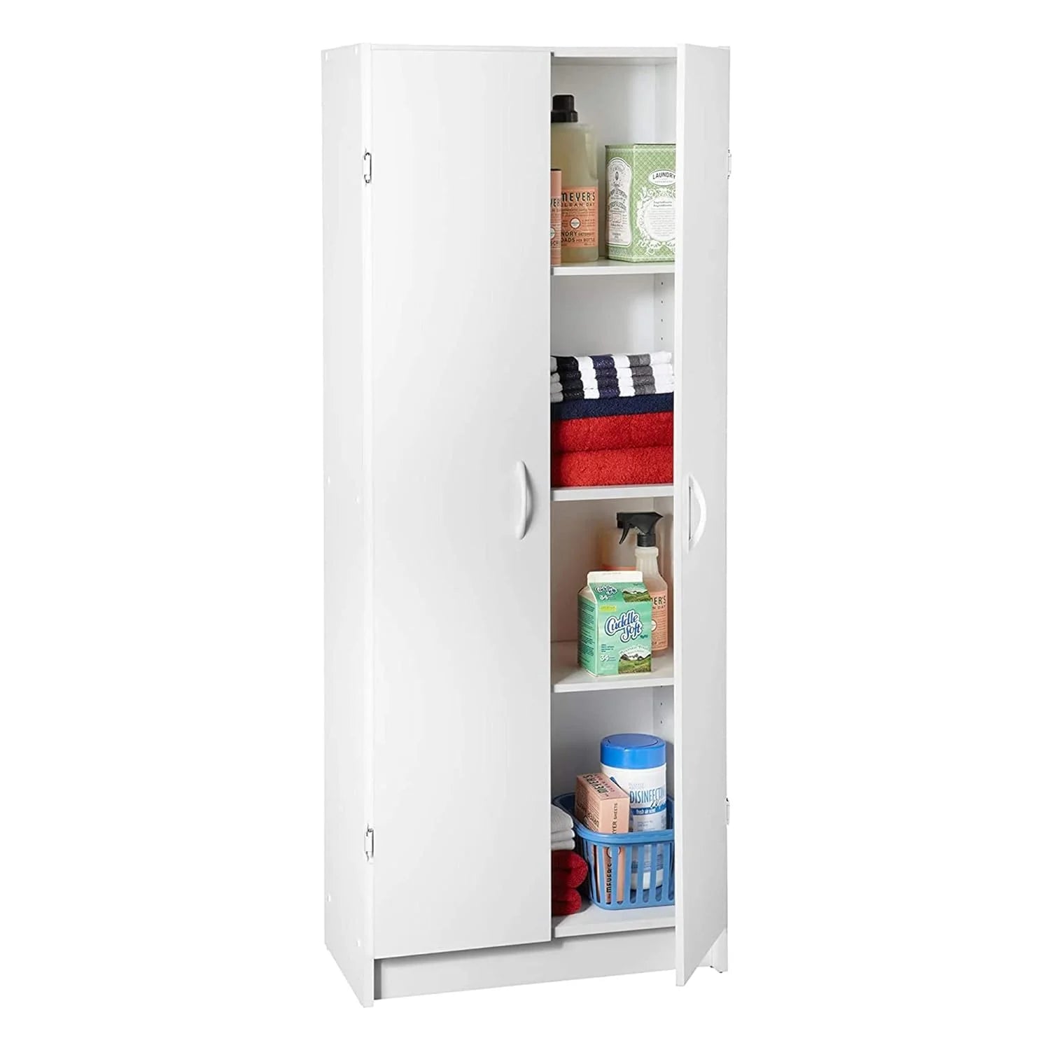 Pantry Cabinet with 2 Doors and Adjustable Shelves, White Q526