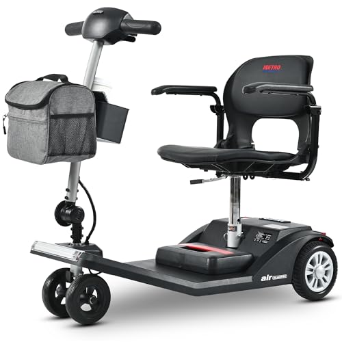 Super Lightweight Folding Electric Scooter 3-Wheel Foldable Mobility Scooter Powered Scooter for Adults & Seniors, Airline Approved with Detachable Lithium Battery (Black)