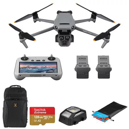 Drone with RC, 128GB microSD Card, Backpack, Landing Pad M7372
