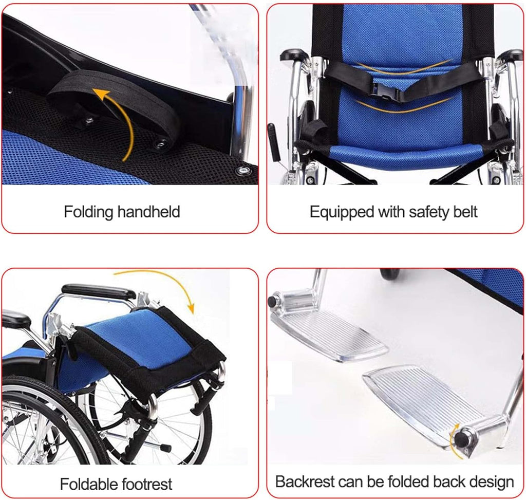 Lightweight Folding Transport Wheelchair with Handbrakes and Swing-Away Footrest W11137