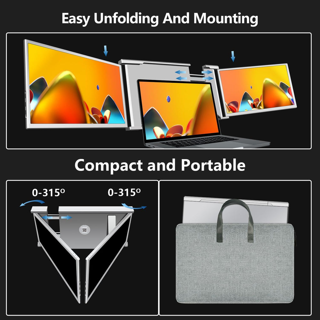 Triple Laptop Screen Extender, 14" FHD 1080P IPS Portable Monitor, HDMI/USB-C P76294