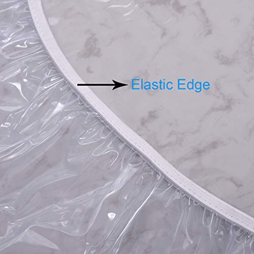 Round Vinyl Fitted Tablecloth Waterproof Heavy Duty Elastic Edge Table Cover Y76560