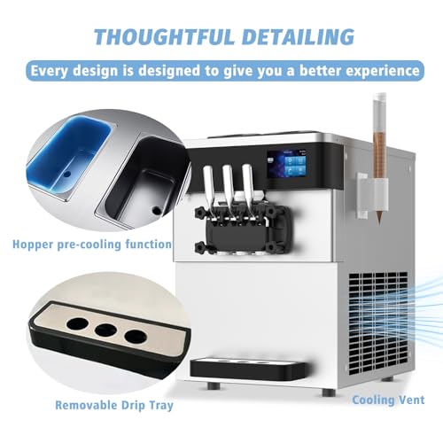 Soft Serve Ice Cream Machine 3 Flavors with Pre-Cooling and Auto Clean I604866