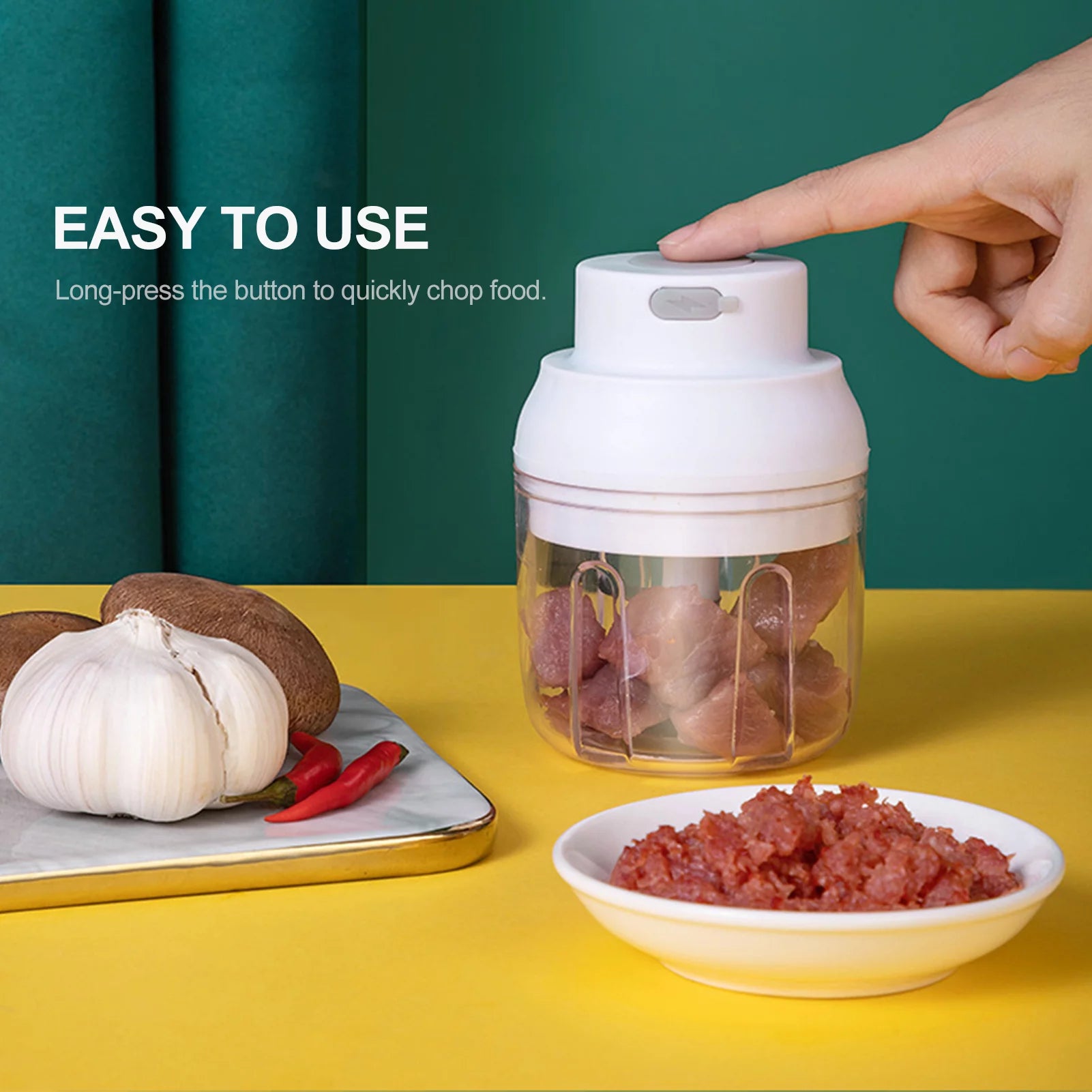 Electric Chopper for Salad, Meat, Onions, USB Wireless Mincer B5867