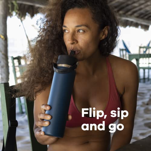 Wide Mouth insulated stainless steel water bottle with leakproof straw lid N453