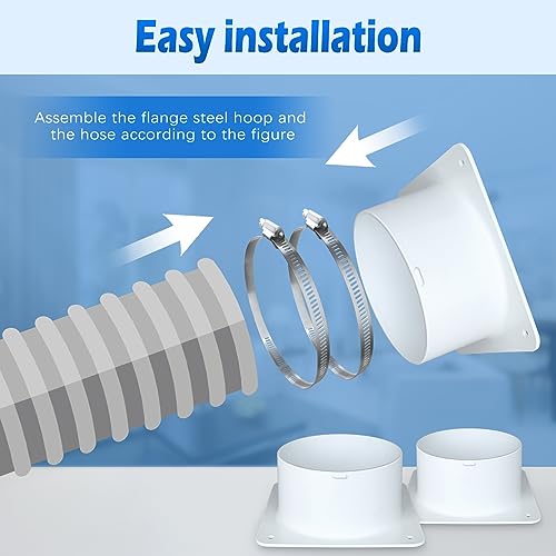 4" Air Vent Duct Connector Flange, Plastic Ventilation Pipe for HVAC R207589