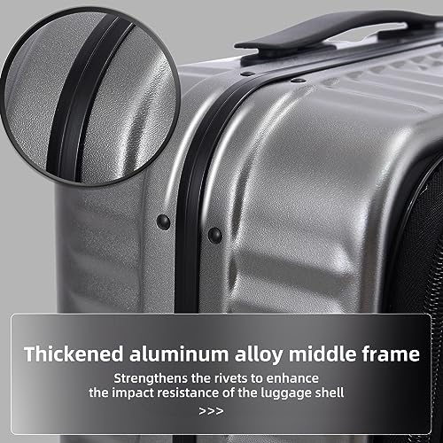 Checked Luggage with Side Opening Zipper, Lightweight Hardshell Suitcase, White J11141