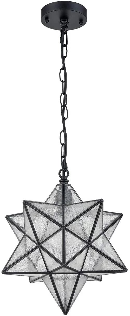 Moravian Star 14" Pendant Light with Seeded Glass and Hanging Chain T2678