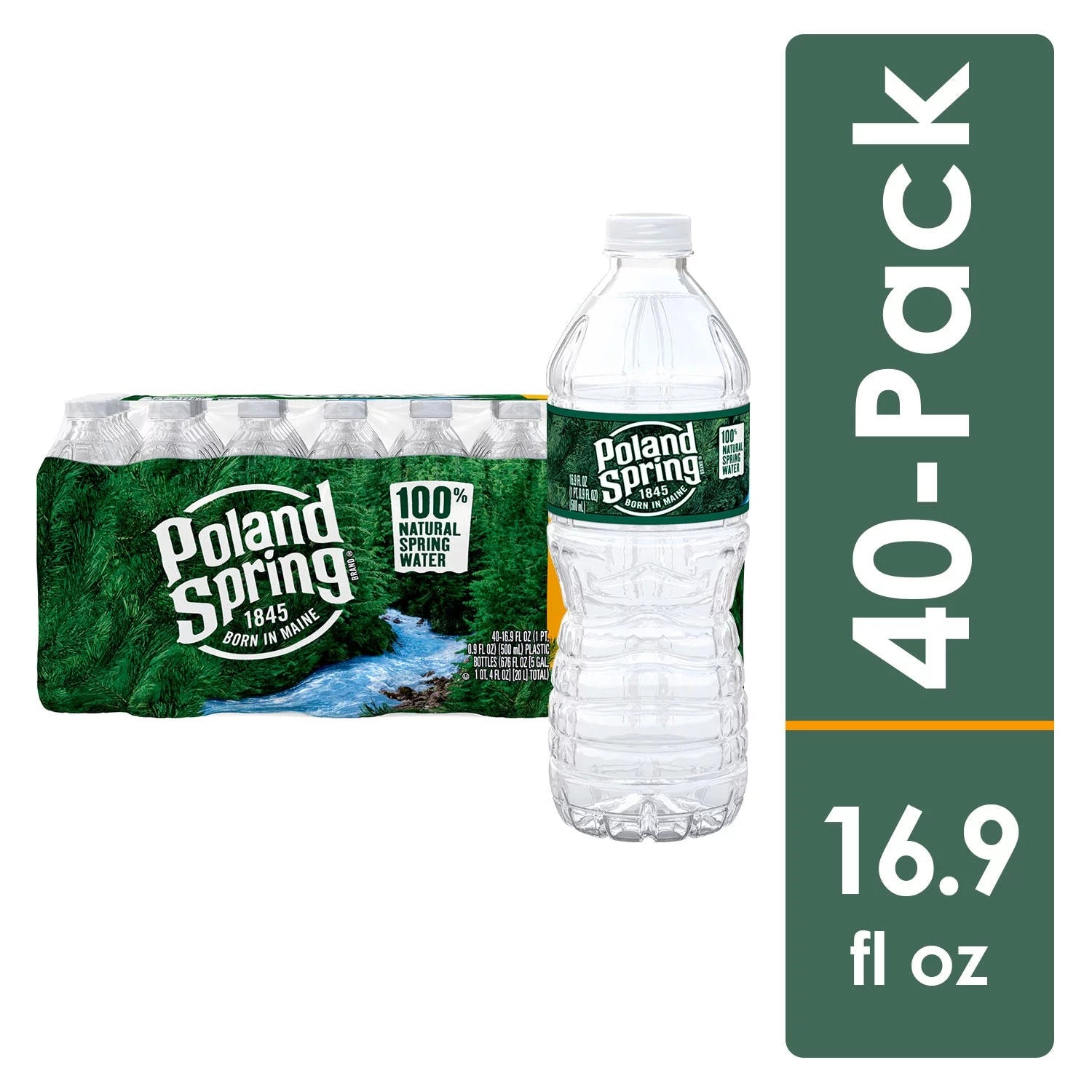 Natural Spring Water, 16.9 Fl Oz, 40 Count Y9079