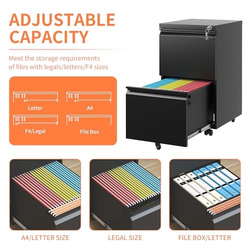 3-Drawer Rolling File Cabinet with Lock, White Q2870