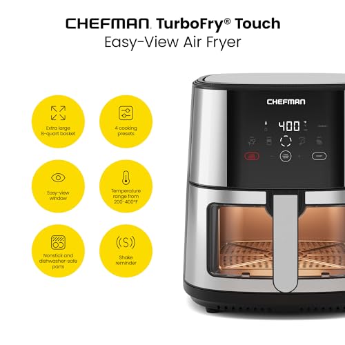 XL 8-Qt Touch Digital Air Fryer, Nonstick Dishwasher-Safe, Stainless Steel I664659