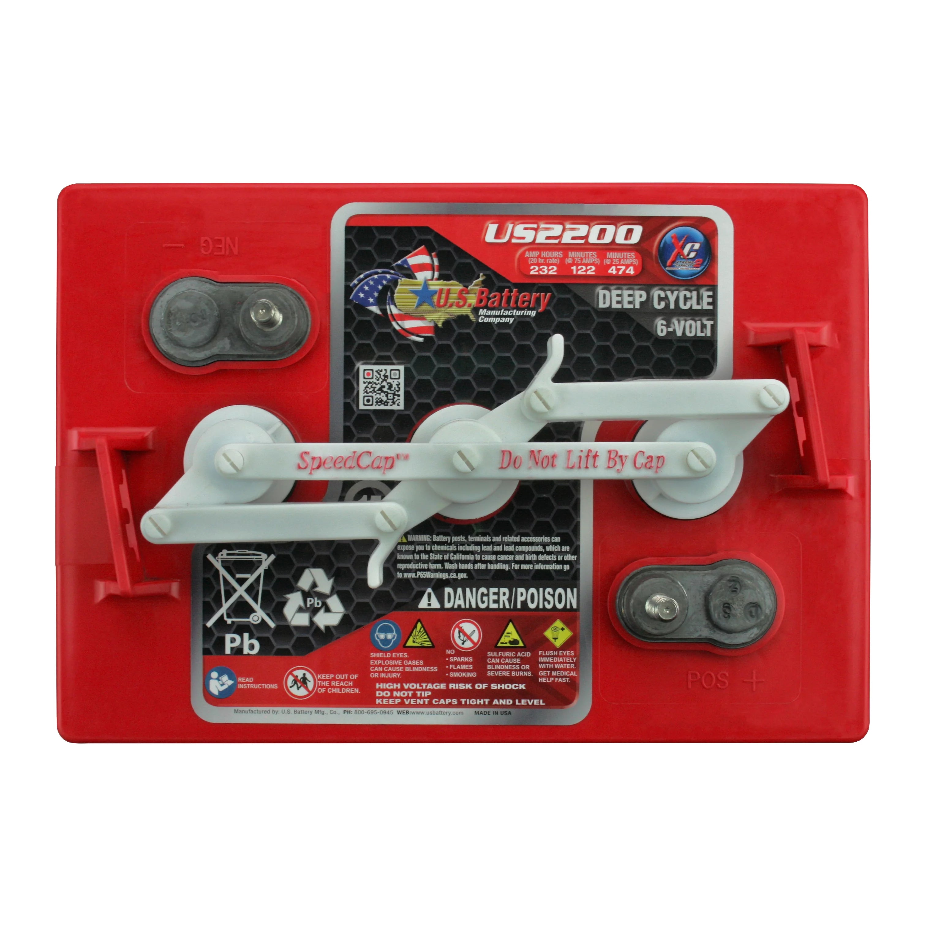 6V Deep Cycle Battery for Golf Cart, Solar, Marine, RV and Industrial Use - 4 Pack U61563