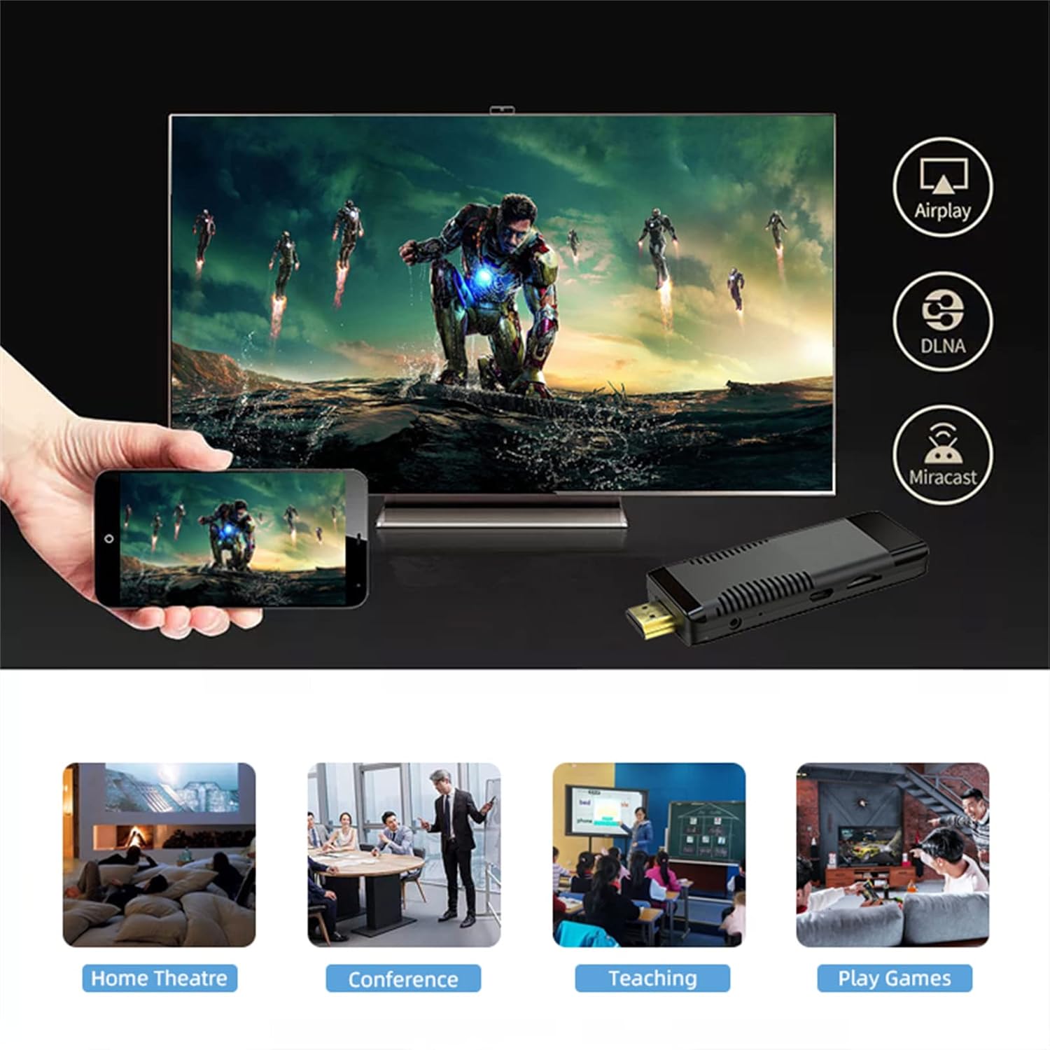 TV Stick Android TV Box 4K WiFi Bluetooth Voice Remote 1GB+8GB U11242