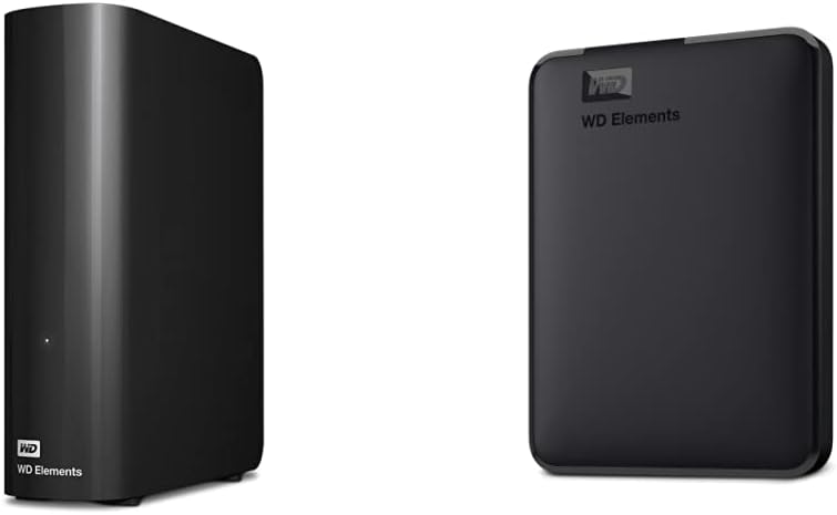 WD 10TB Elements Desktop Hard Drive, USB 3.0 - WDBWLG0100HBK-NESN & 2TB Elements Portable External Hard Drive, USB 3.0 - WDBU6Y0020BBK-WESN