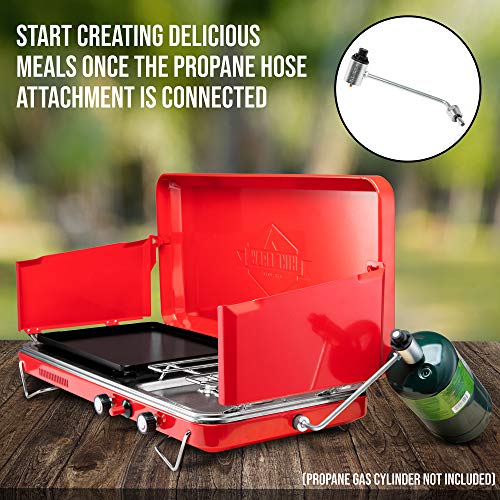 2-in-1 Gas Camping Stove and Griddle, Portable Propane Burner with Igniter G2670