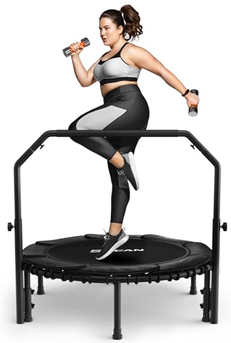 Foldable Mini Trampoline with Adjustable Foam Handle for Indoor Workout M8038