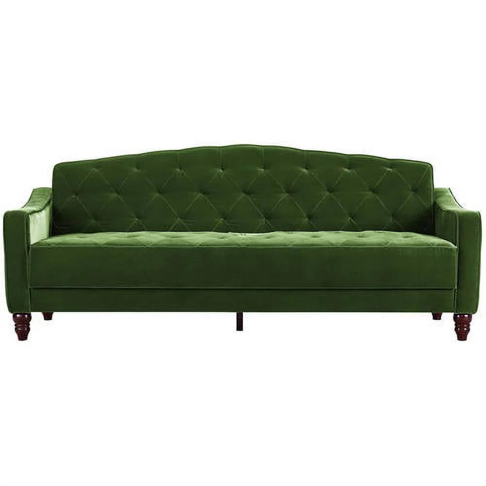 Vintage Tufted Sofa Sleeper, Green Velvet V44404