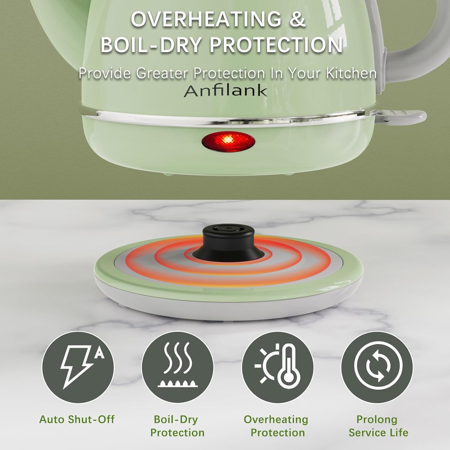 Gooseneck Electric Kettle, 1L Stainless Steel, Auto Shut-Off D458